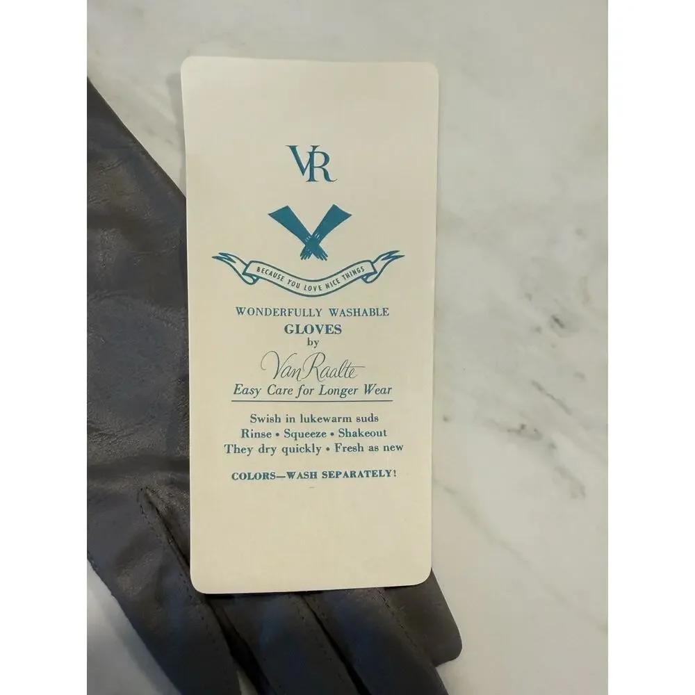 Vintage Van Raalte Nylon Grey Ladies Gloves Flex Fit